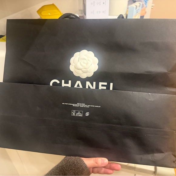 CHANEL Black Box Top with White Camellia and Logo - Picture 2 of 2